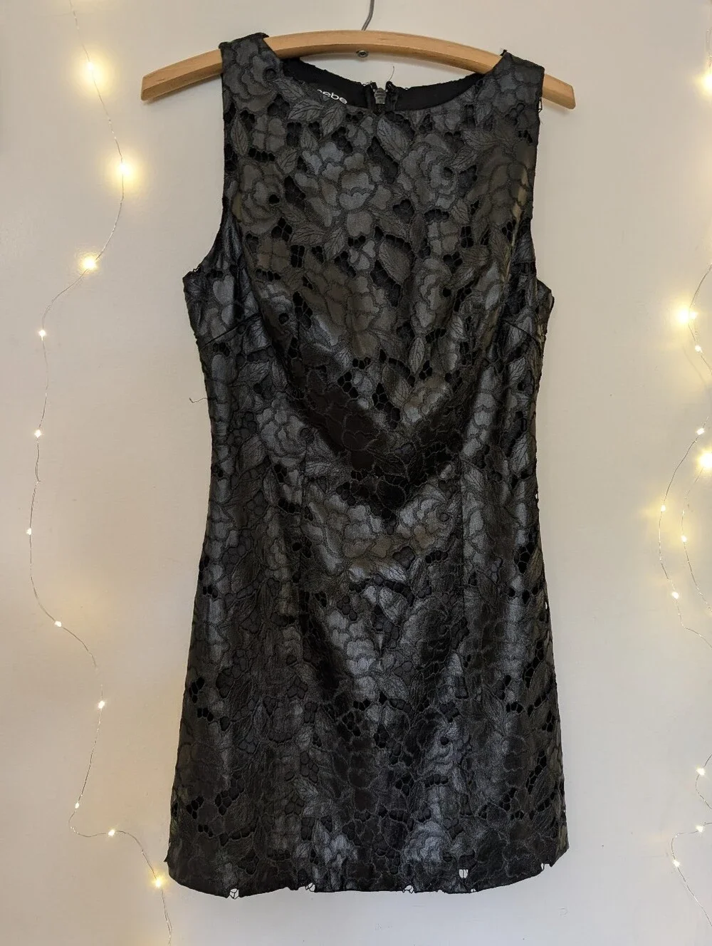 bebe Black Floral Lace Mini Dress - Picture 9 of 9